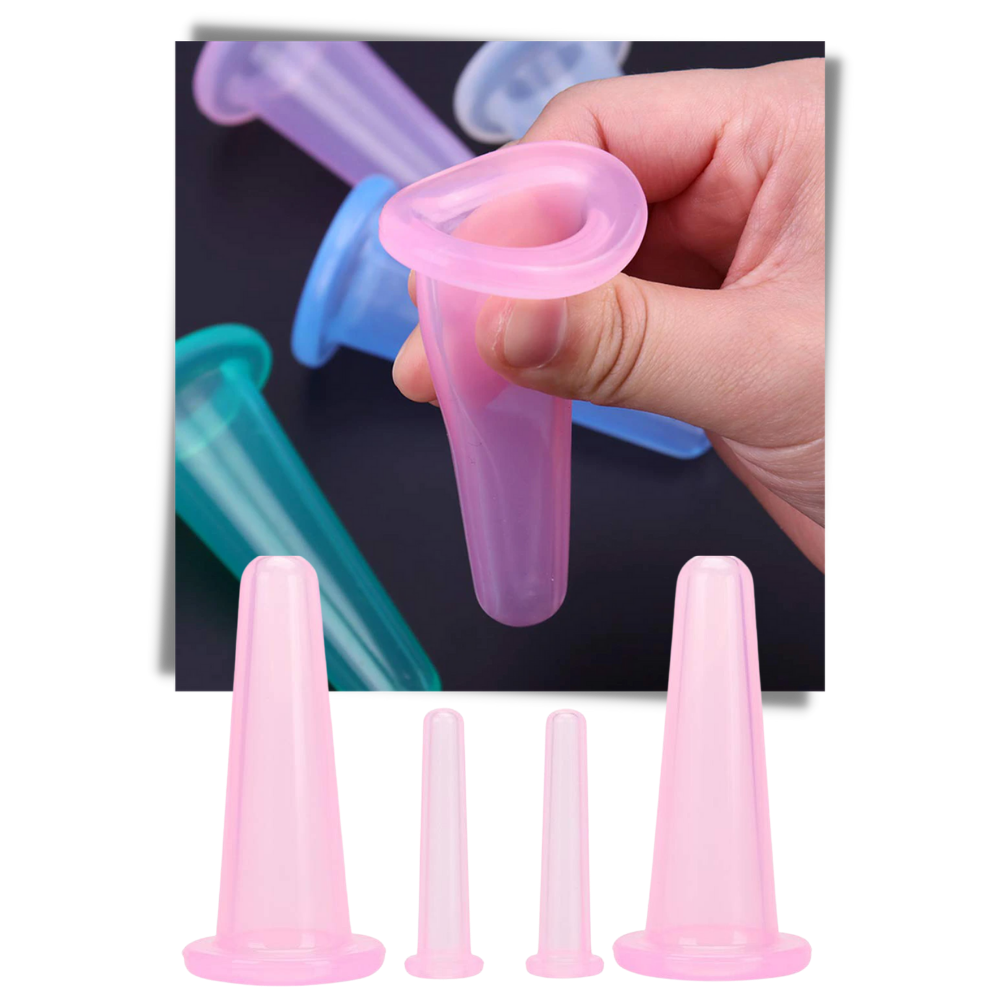 4 ventouses en silicone pour massage facial