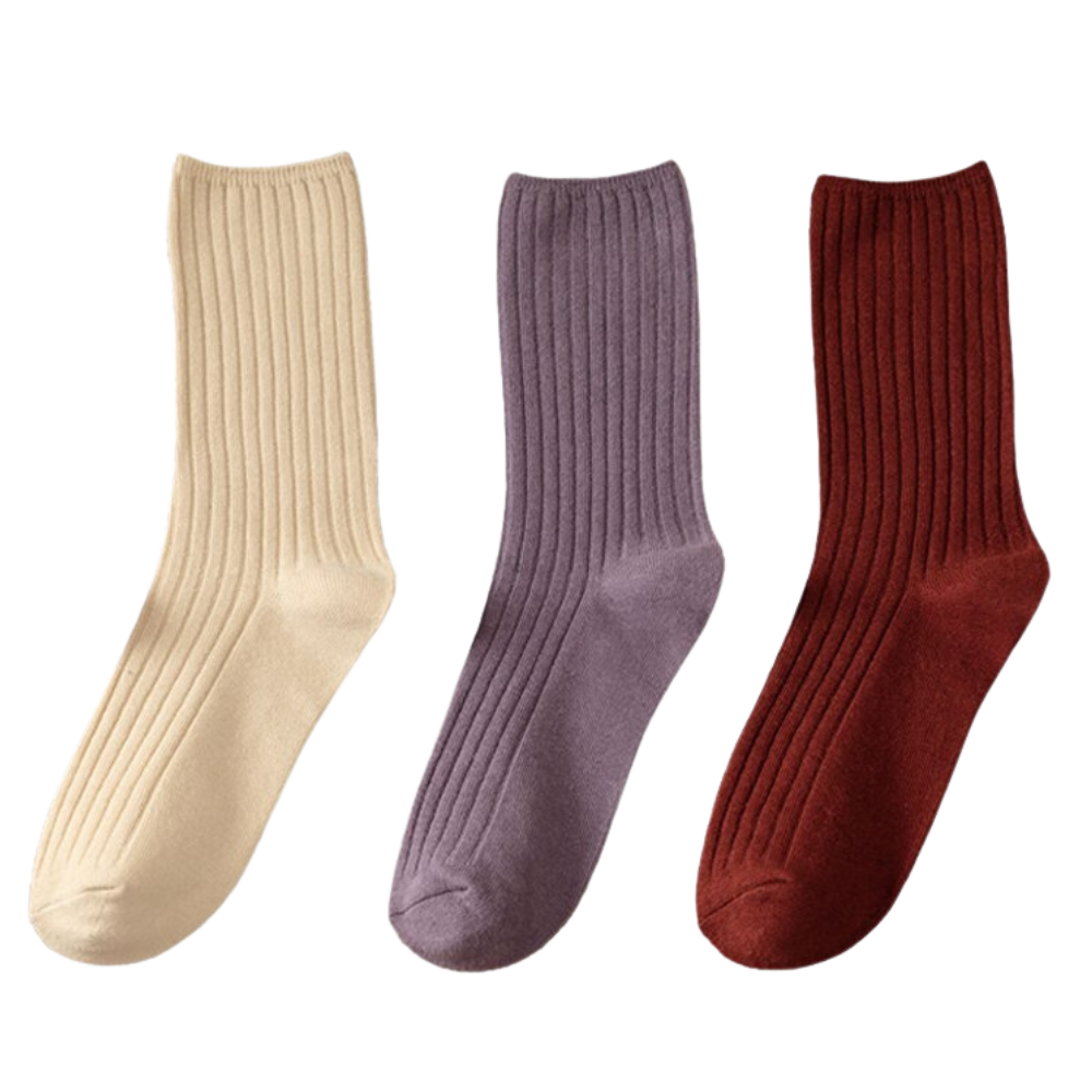 3 Paires de chaussettes côtelées en coton pour femmes