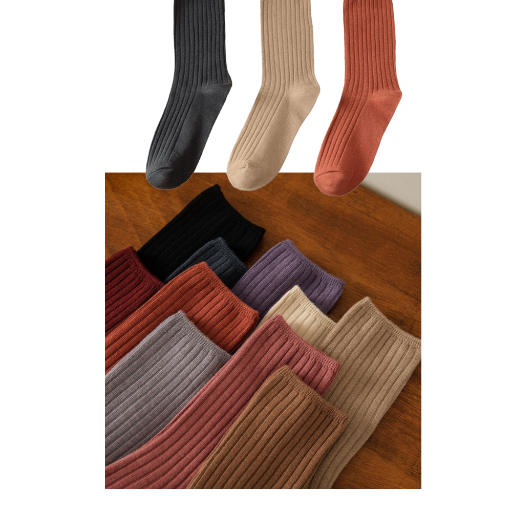 3 Paires de chaussettes côtelées en coton pour femmes