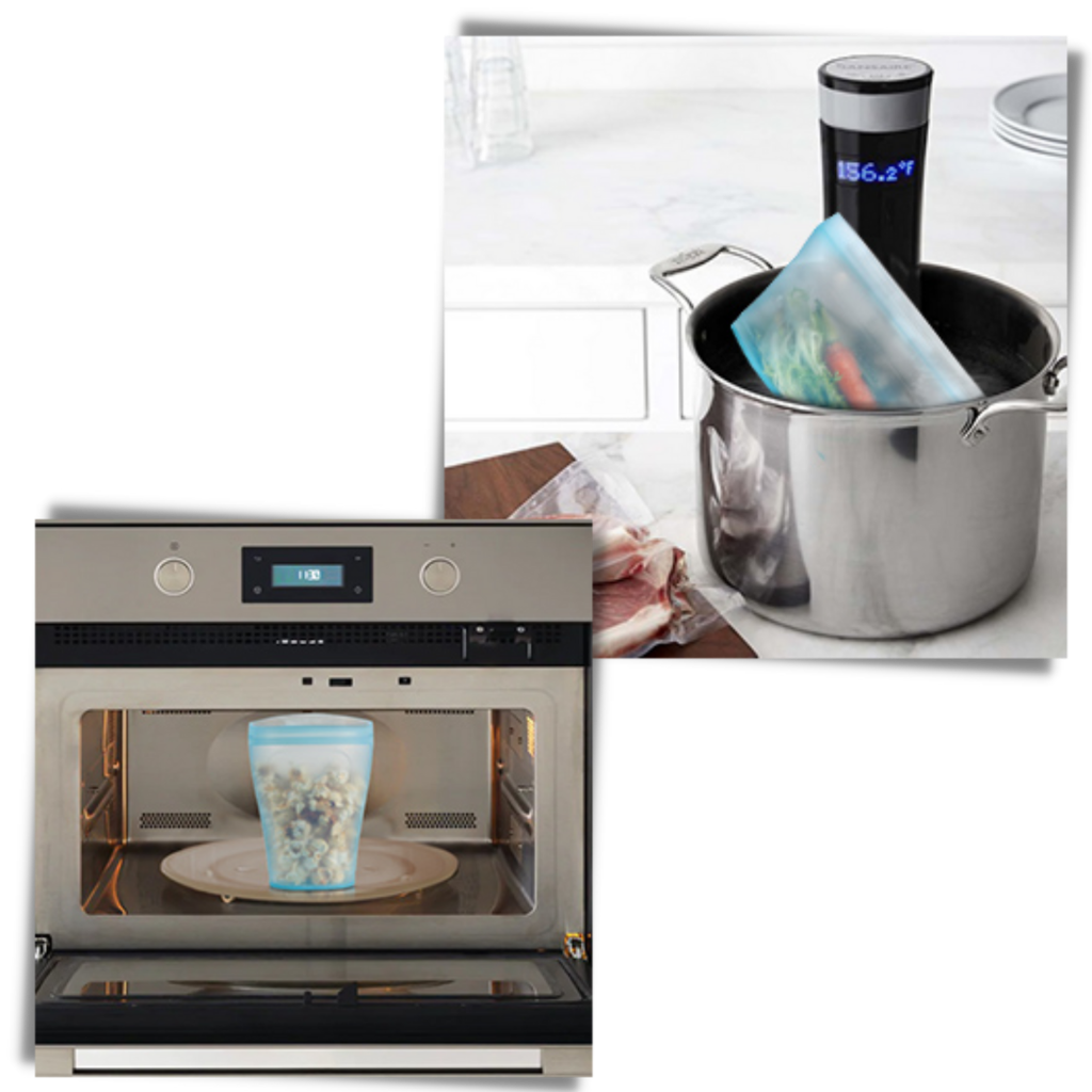 Lot de 8 sacs réutilisables en silicone pour aliments