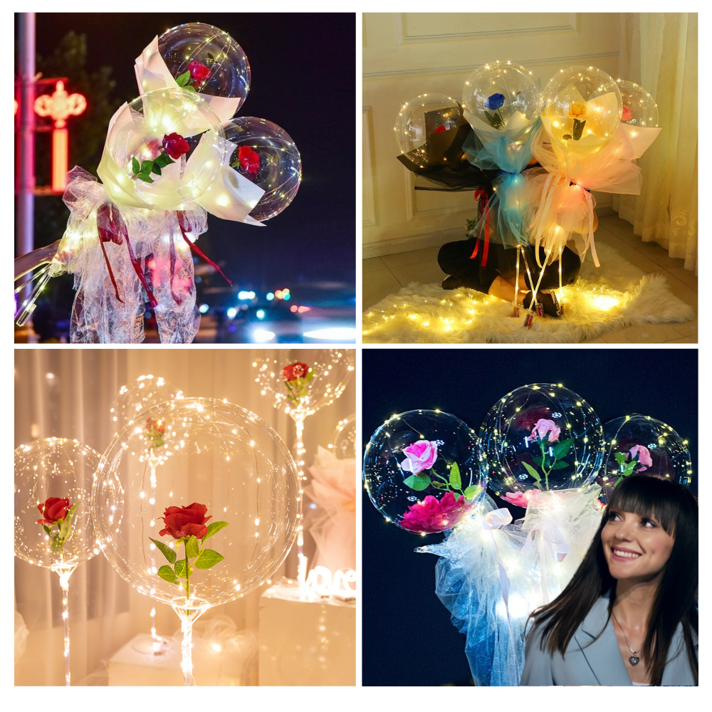 Magnifique ballon LED à rose en DIY