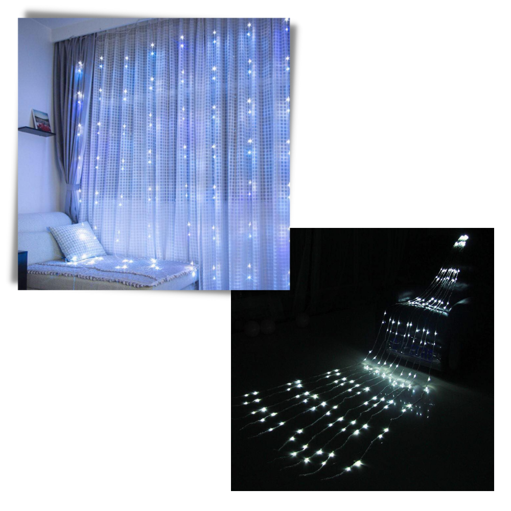 Lumières de Noël en cascade