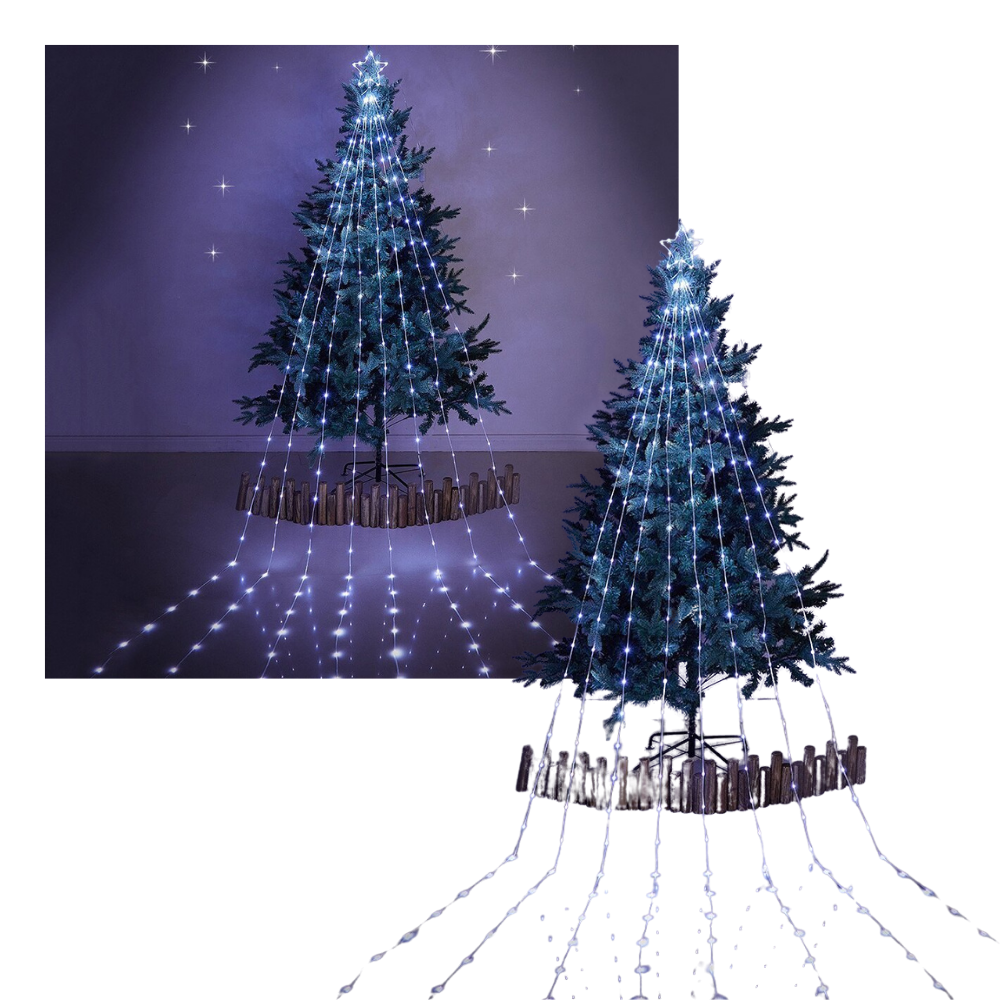 Lumières de Noël en cascade
