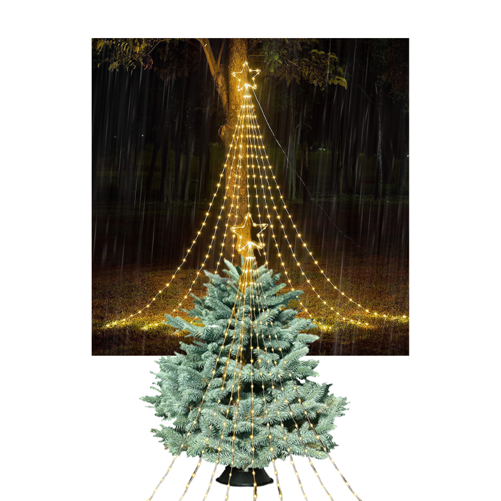 Lumières de Noël en cascade