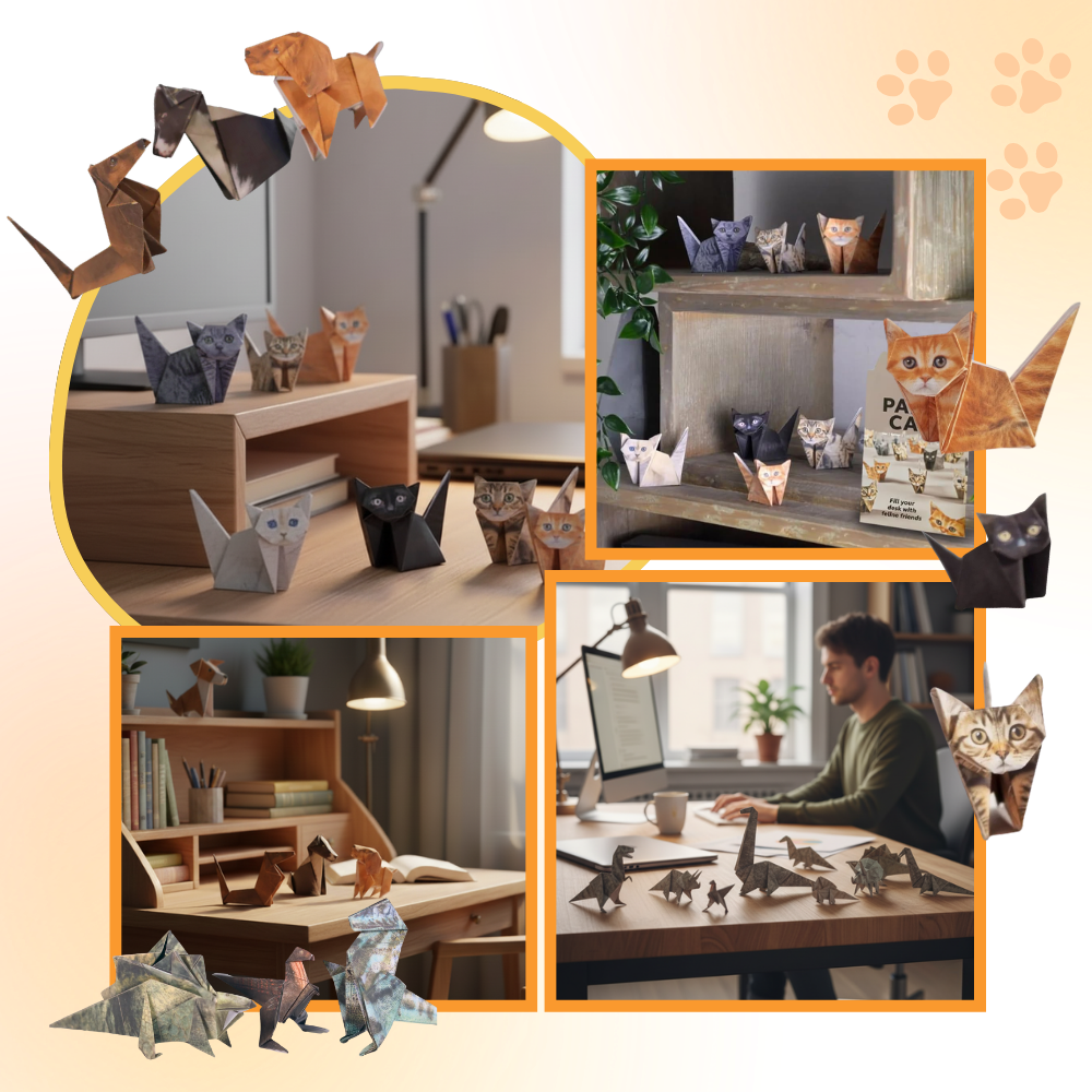 Papier origami 3D d'animaux