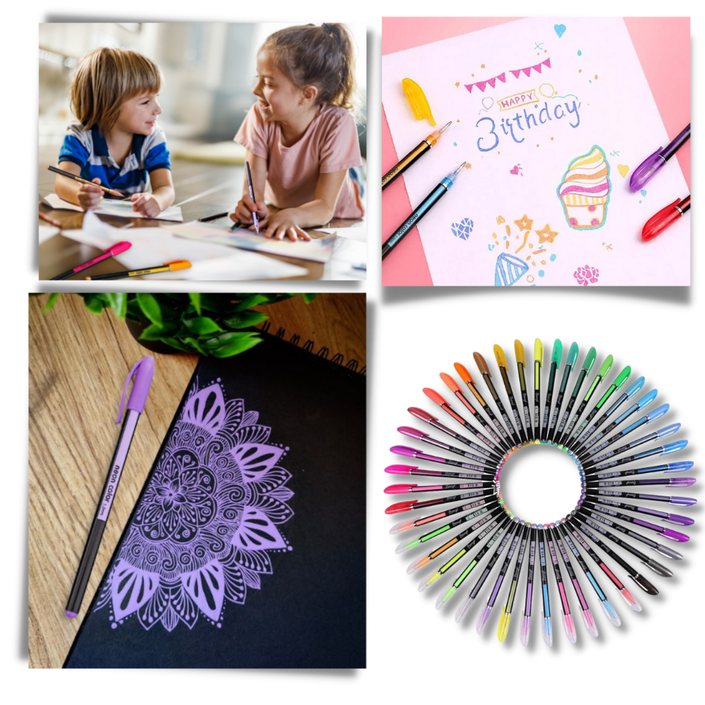 Set de 48 stylos gel pailletés