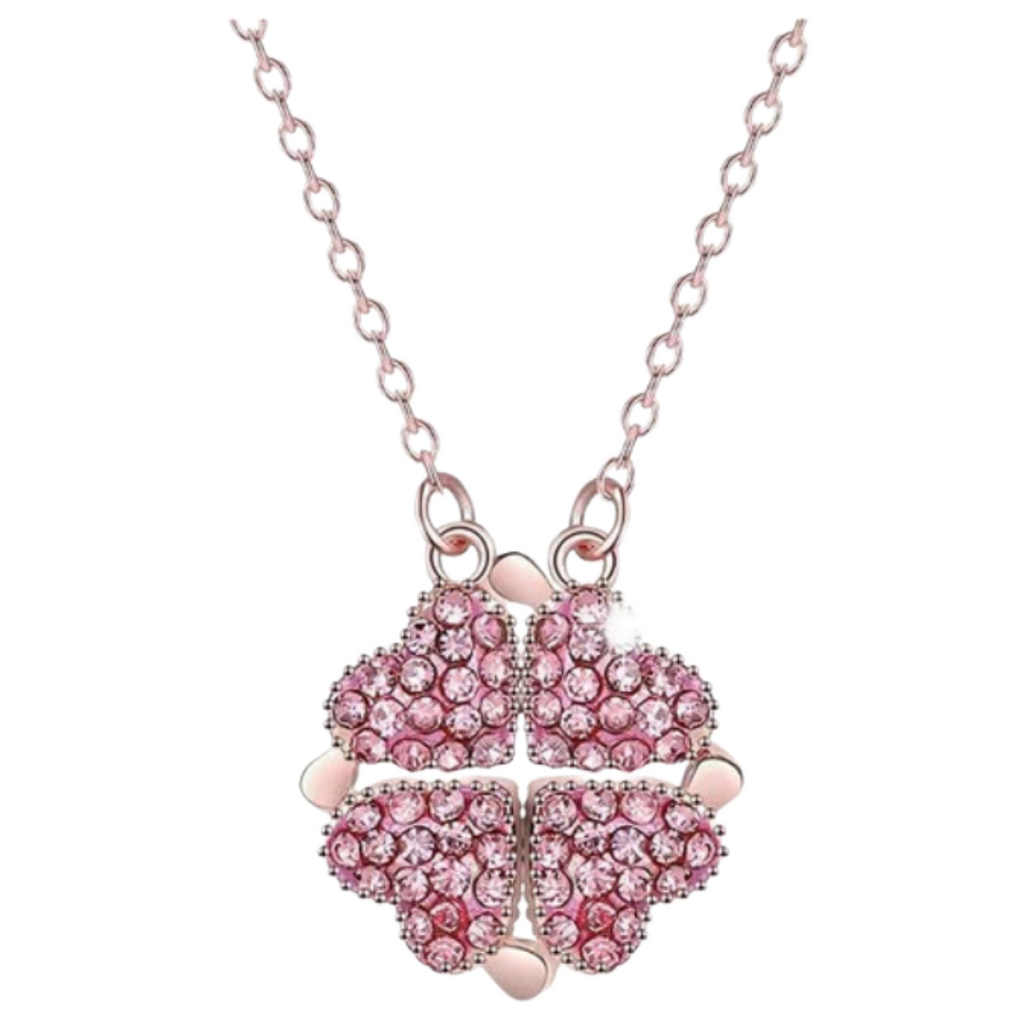 Collier trèfle à 4 feuilles en forme de cœur