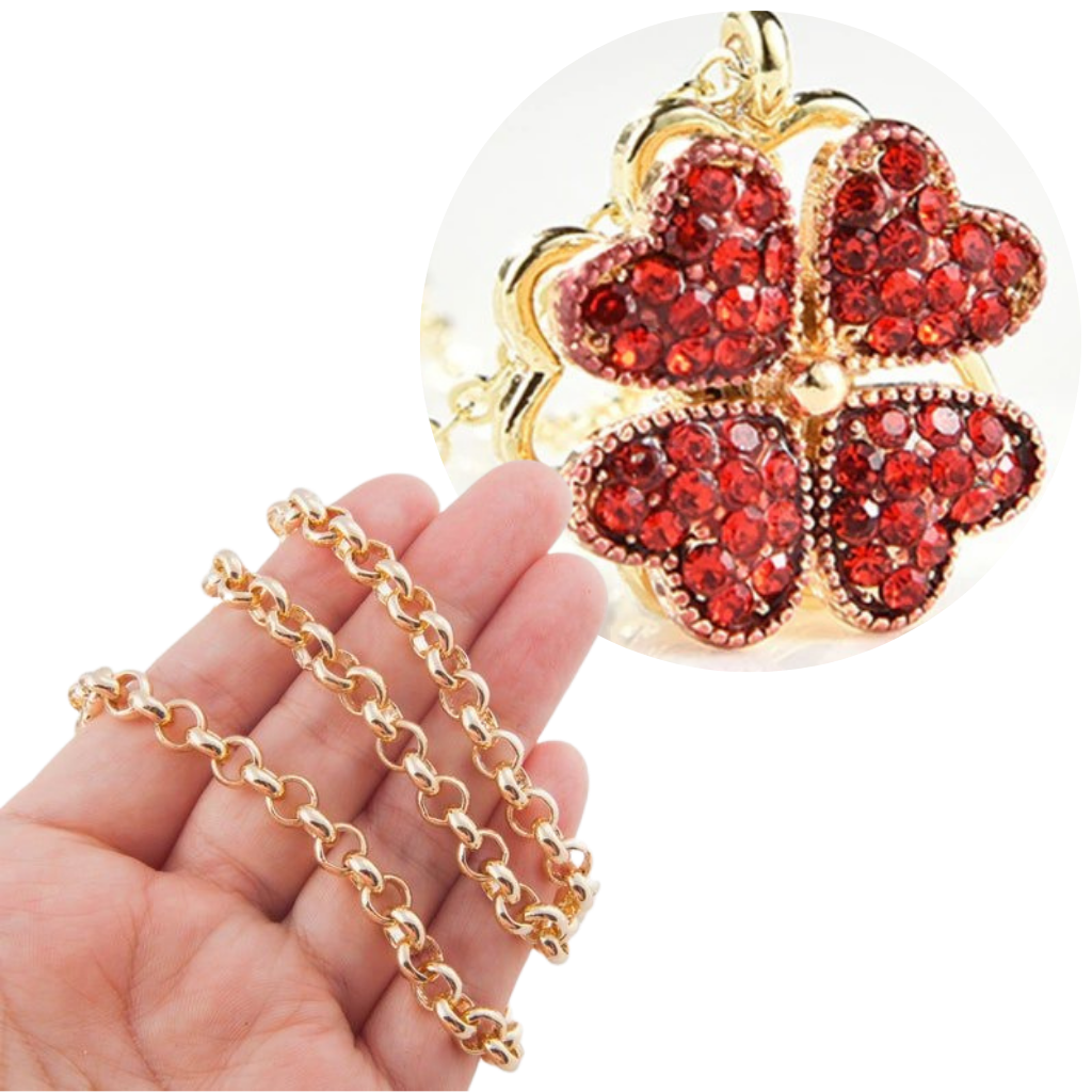 Collier trèfle à 4 feuilles en forme de cœur