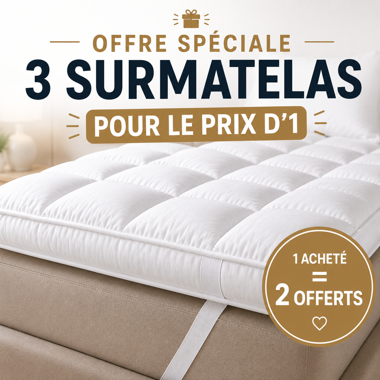 🎁 1 acheté = 3 reçus | Surmatelas Nuage™