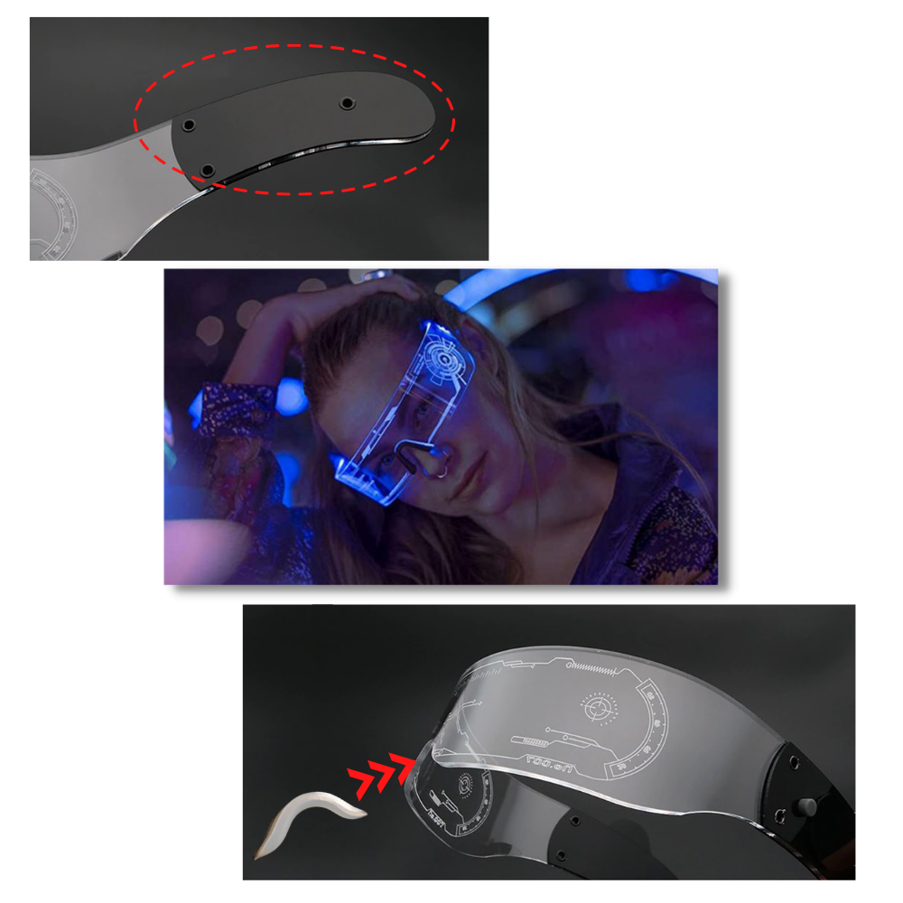 Lunettes avec lumières LED colorées