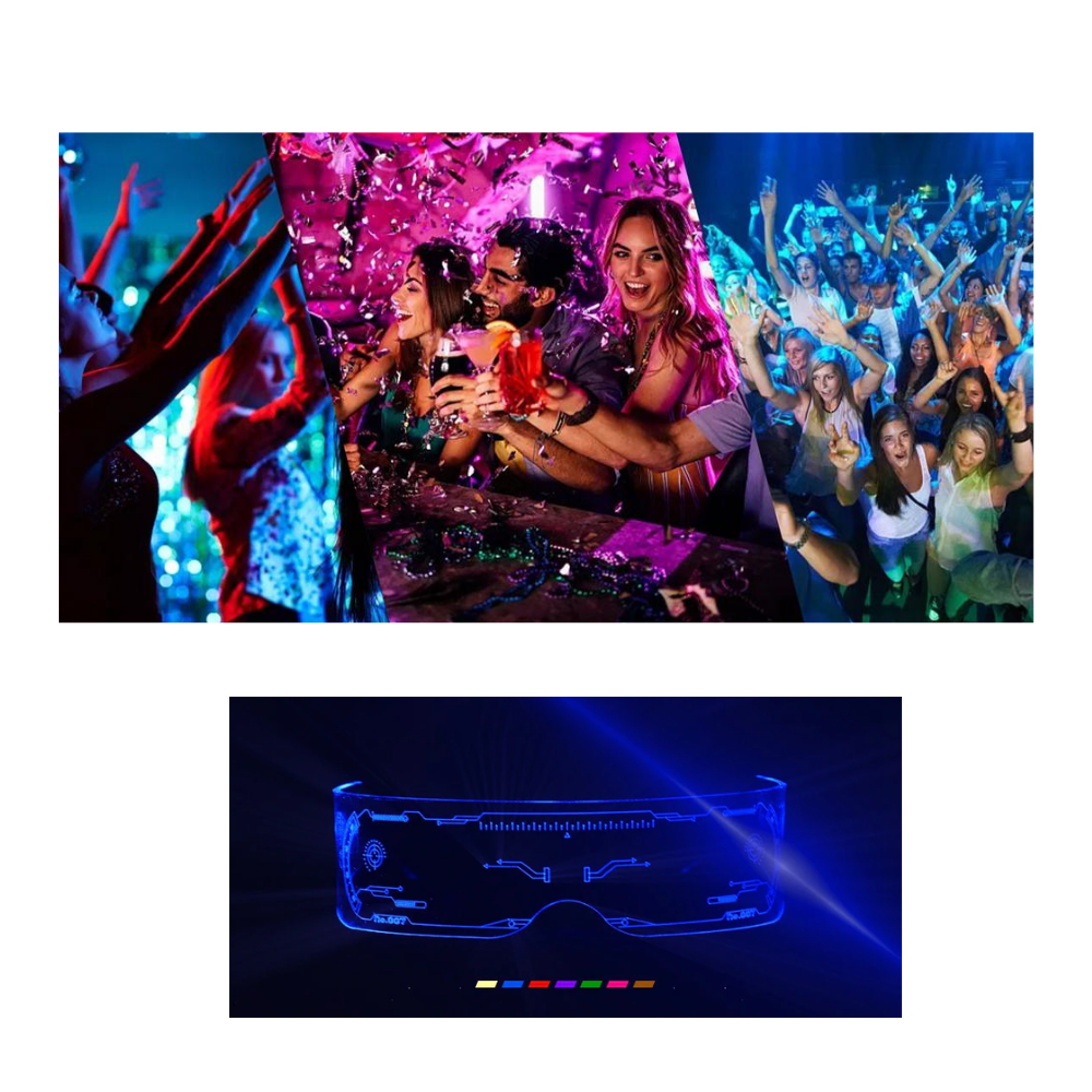 Lunettes avec lumières LED colorées