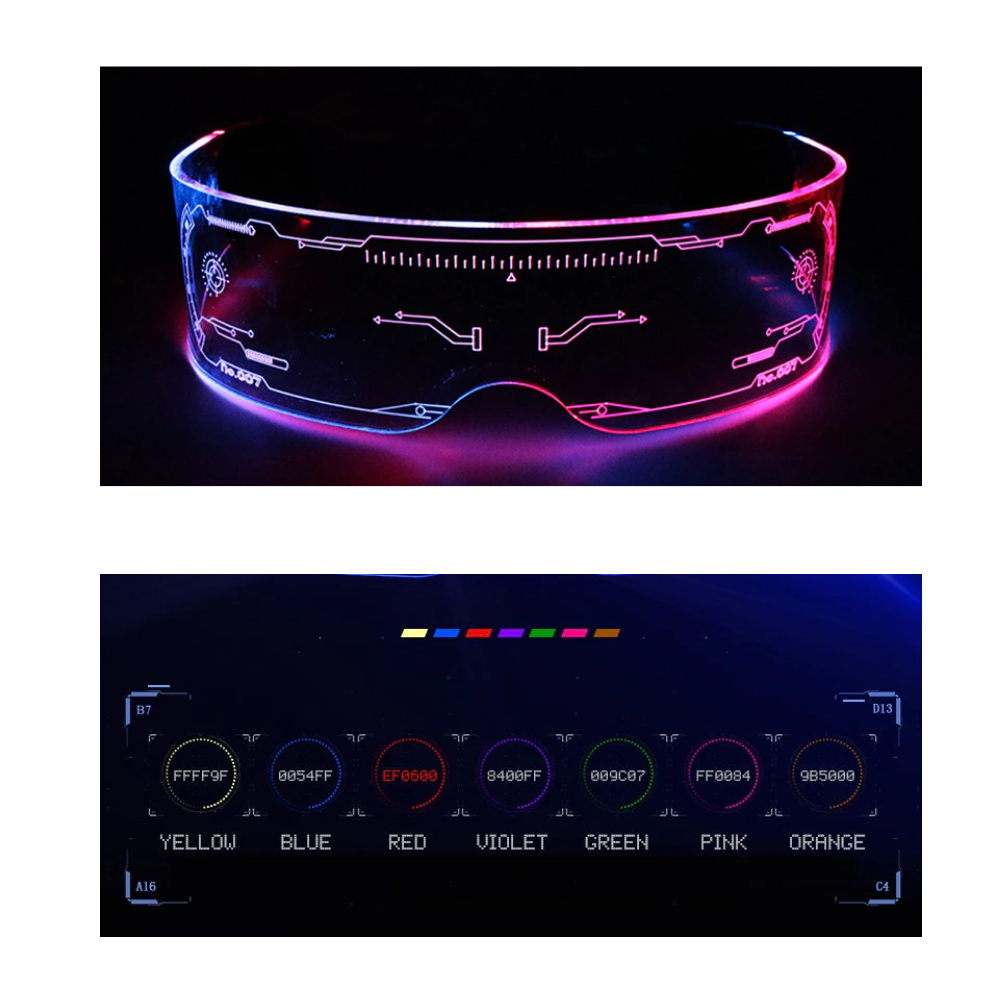 Lunettes avec lumières LED colorées