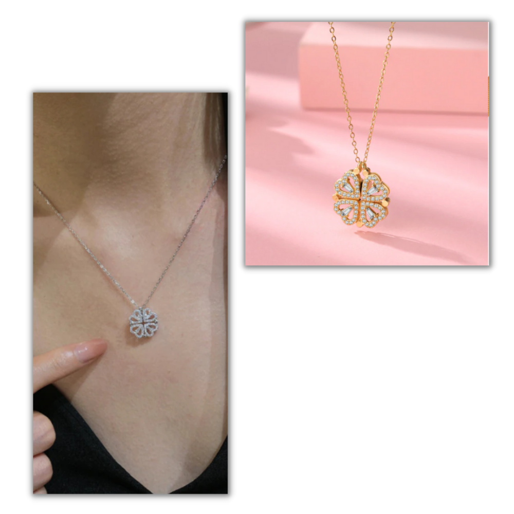 Collier en forme de cœur à quatre feuilles