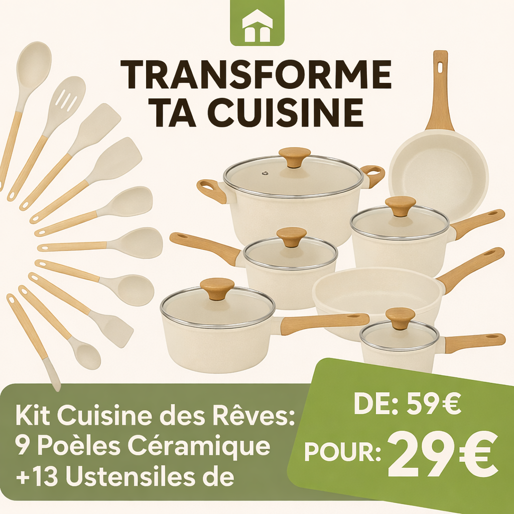 🔥 OFFRE SPÉCIALE : 9 Casseroles + 13 Ustensiles Offerts – Choisissez Votre Couleur Préférée !