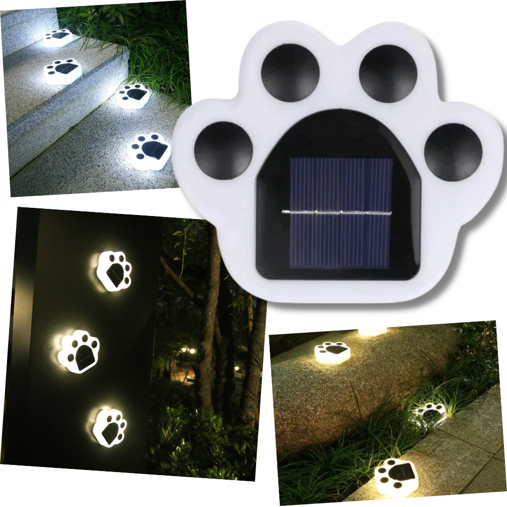 Lumière de chemin en forme d'empreinte de patte à énergie solaire