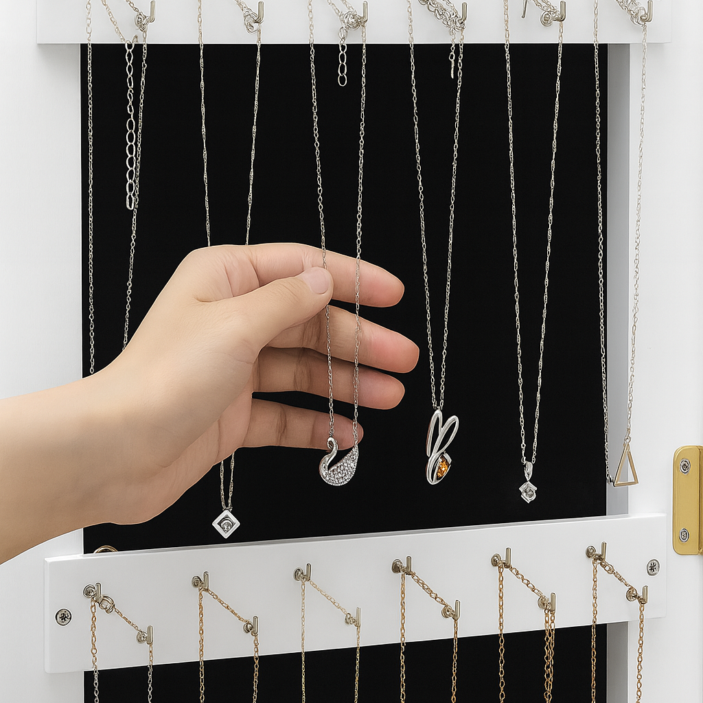 🔥 Miroir 3-en-1 avec Étagère & Organisateur de Bijoux – Style, Rangement & Éclairage Parfait