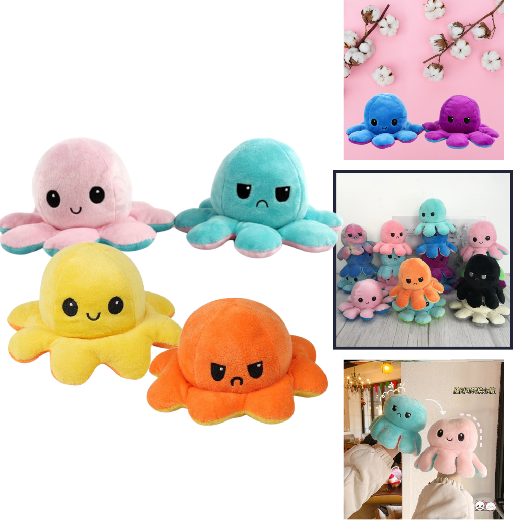 Peluche réversible mini poulpe