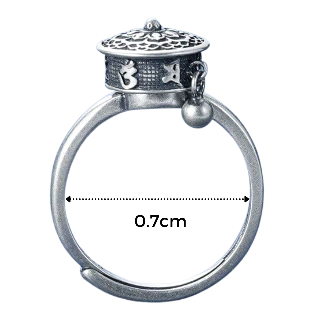 Bague pour femme avec mantra bouddhiste rotatif