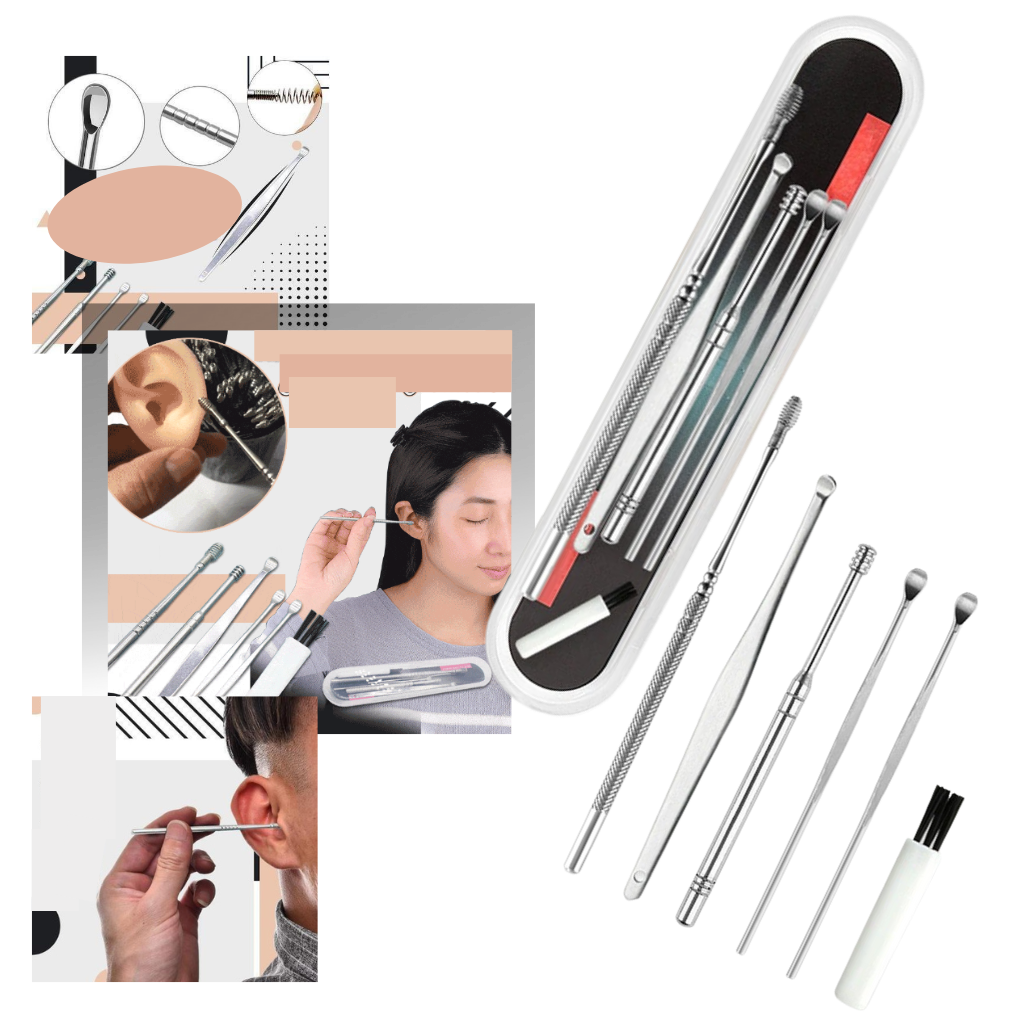 Set d'outils en acier inoxydable pour le nettoyage des oreilles