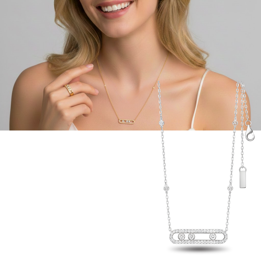 Collier intemporel à trois pierres mobiles
