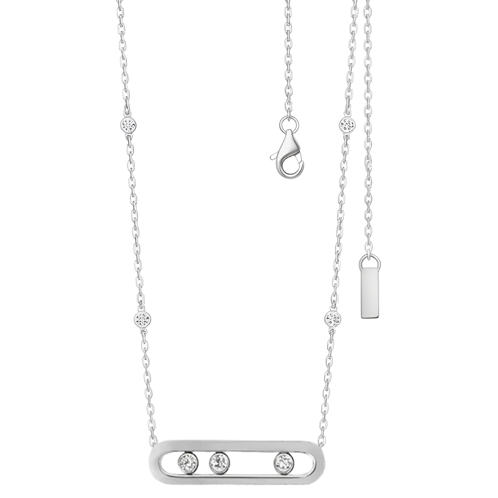 Collier intemporel à trois pierres mobiles
