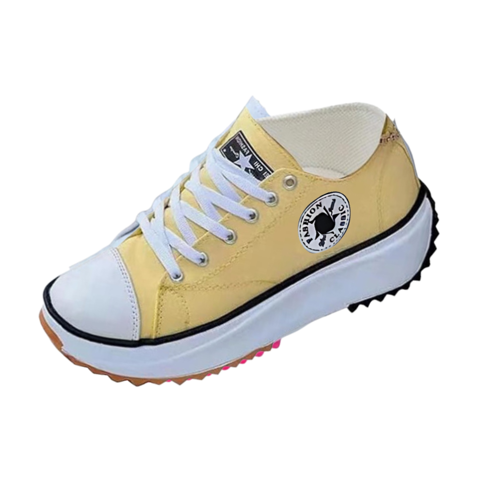 Sneakers anti-dérapantes en toile confortablement surélevées