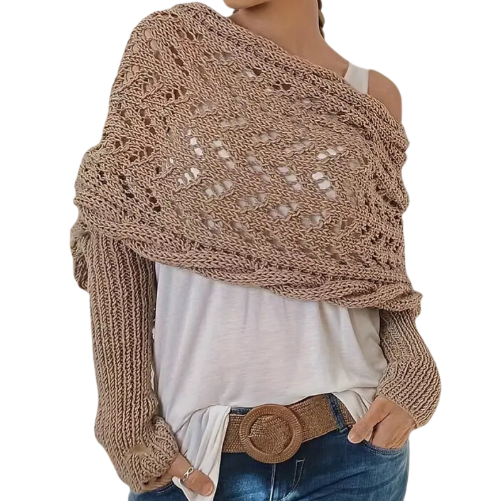 Chandail douillet en tricot avec épaules découvertes