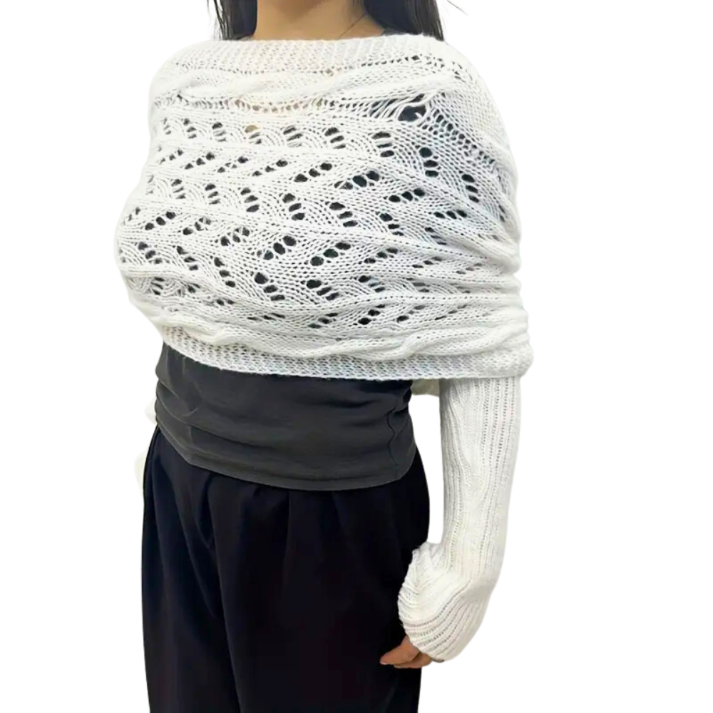 Chandail douillet en tricot avec épaules découvertes