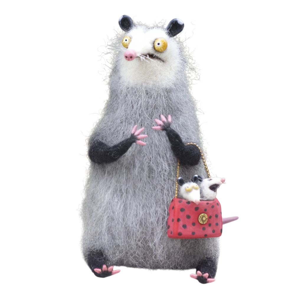 Décoration amusante animal en peluche décoiffé et espiègle