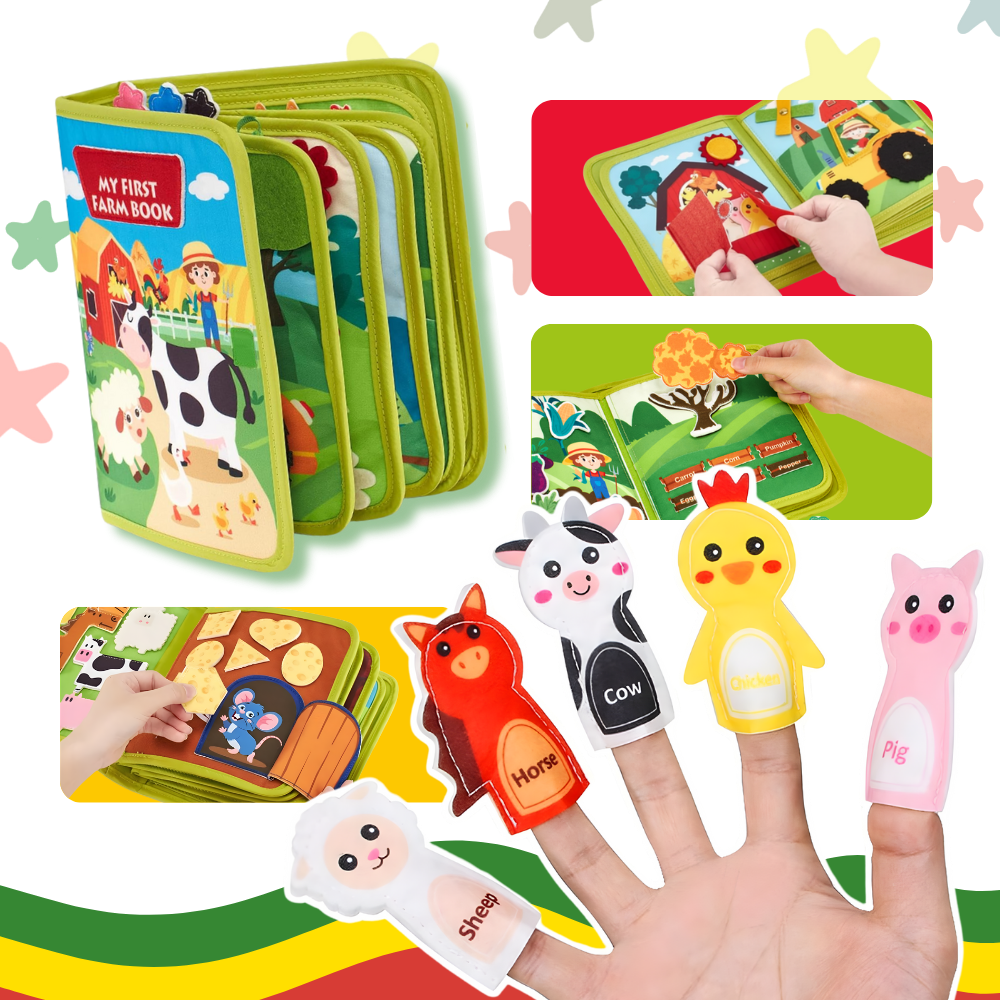 Livre interactif à velcro pour enfants sur le thème de la ferme