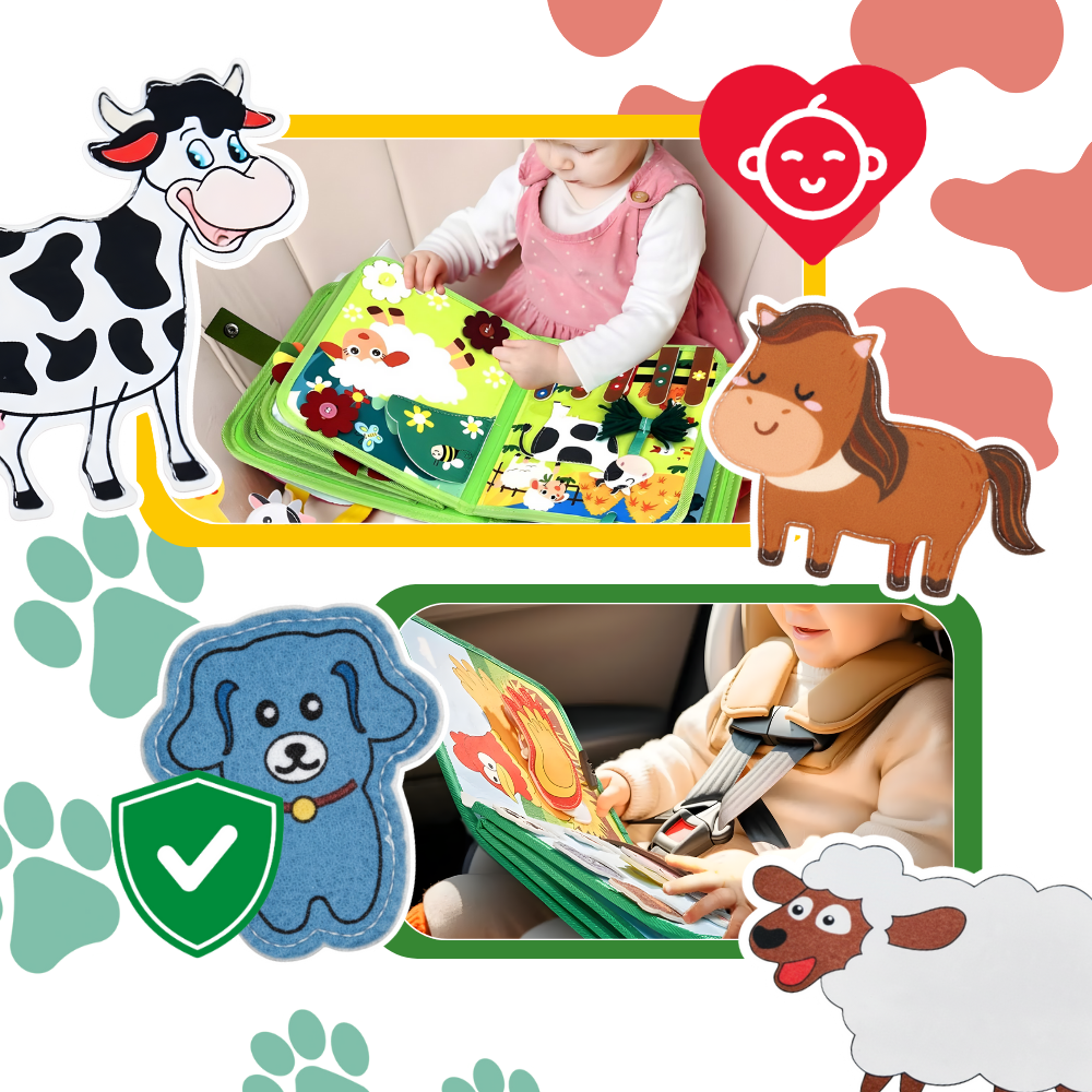 Livre interactif à velcro pour enfants sur le thème de la ferme