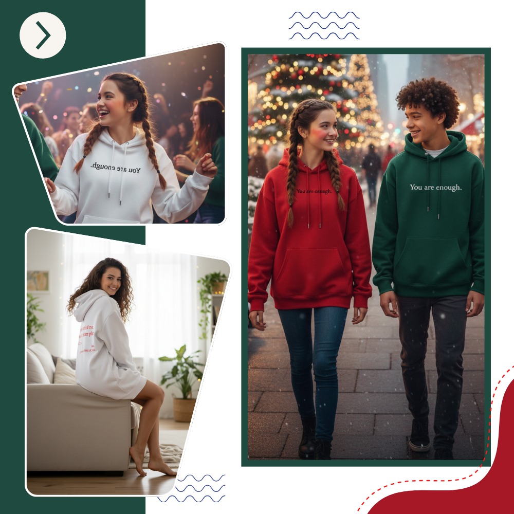 Sweat à capuche oversize pour femmes avec message motivant