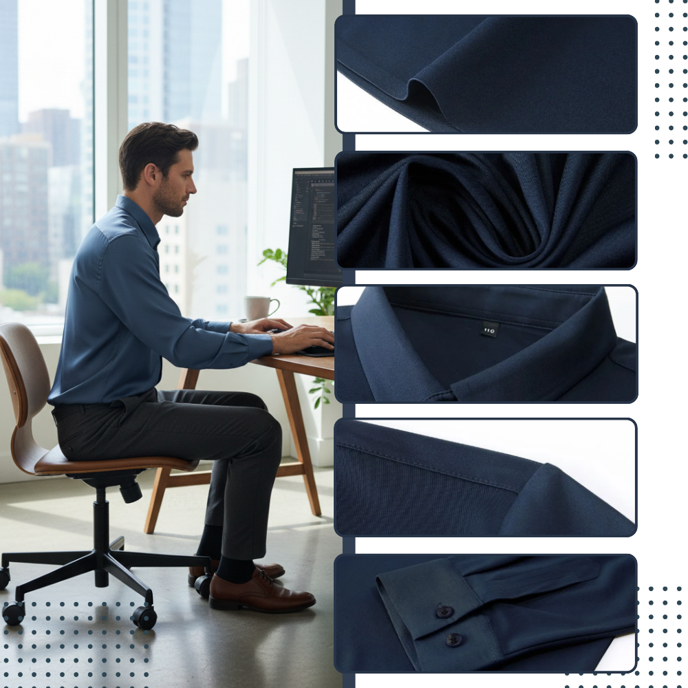 Chemise pour homme en soie mélangée infroissable