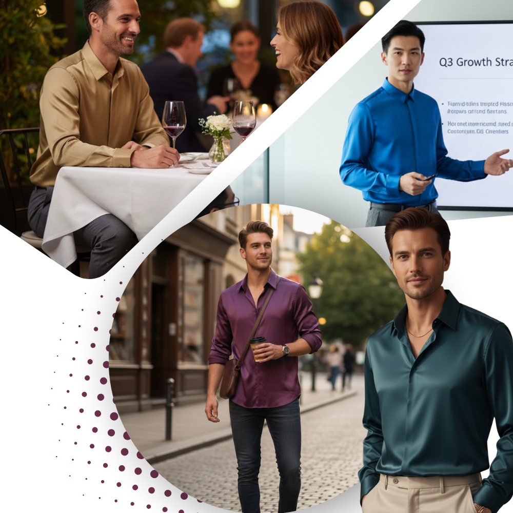 Chemise pour homme en soie mélangée infroissable