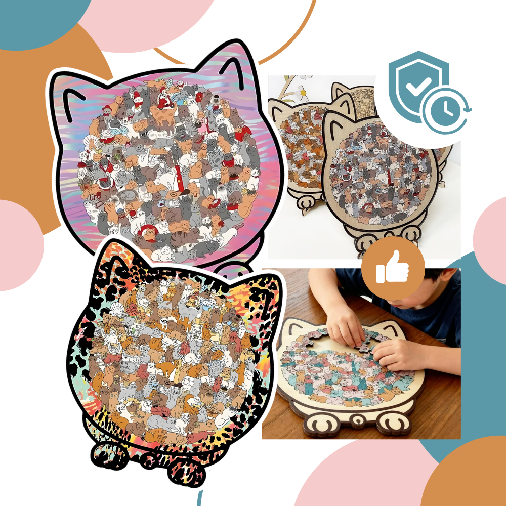 Puzzle en bois relaxant chat