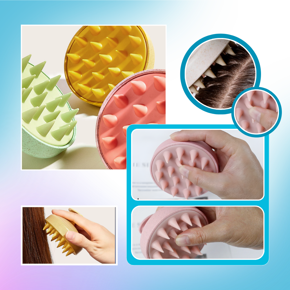 Brosse de massage en silicone pour le cuir chevelu