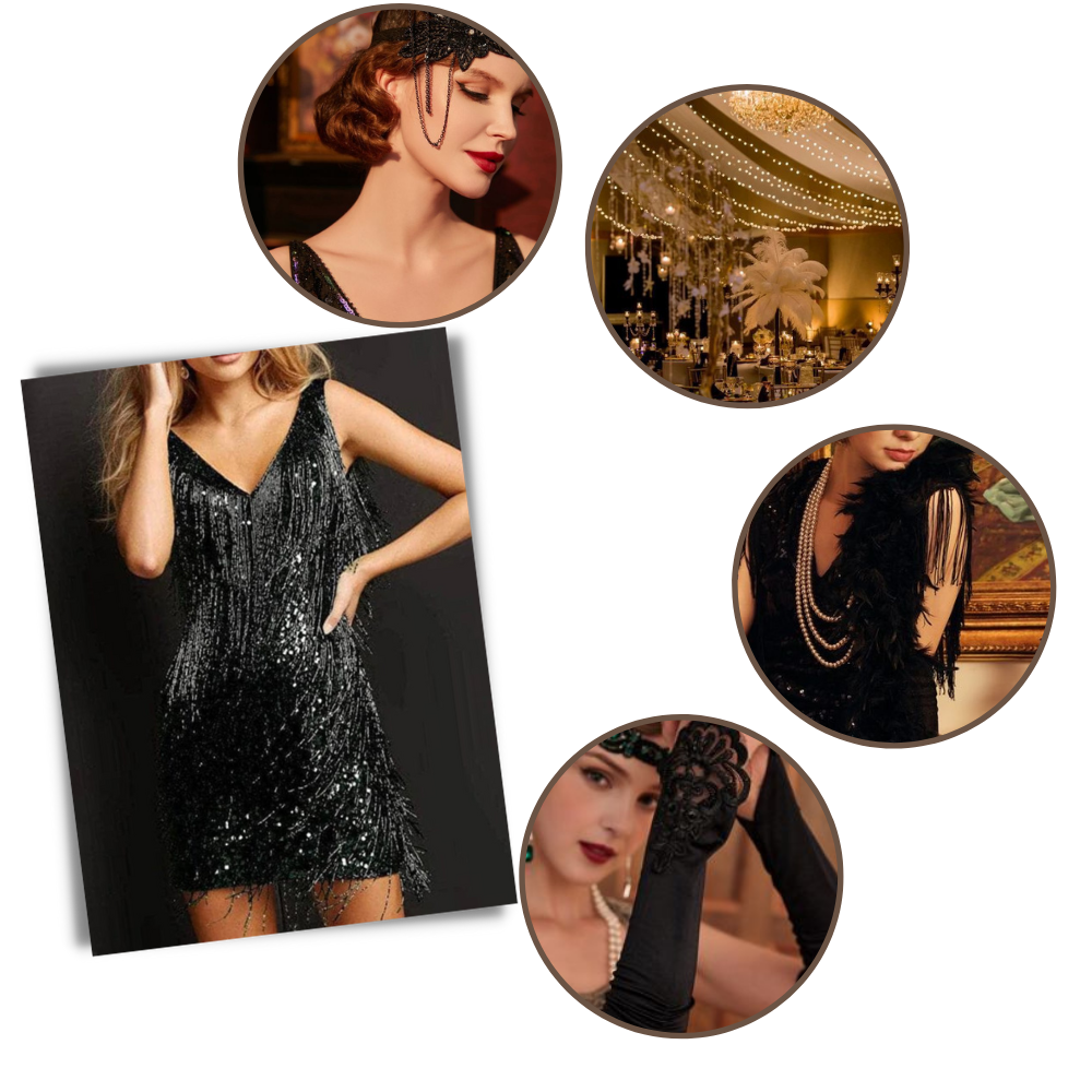 Robe à col V à paillettes