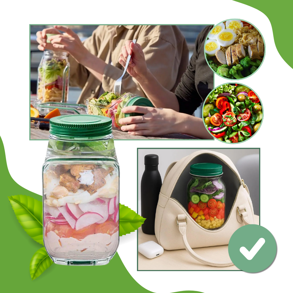 Bocal transparent à salade avec ouverture latérale