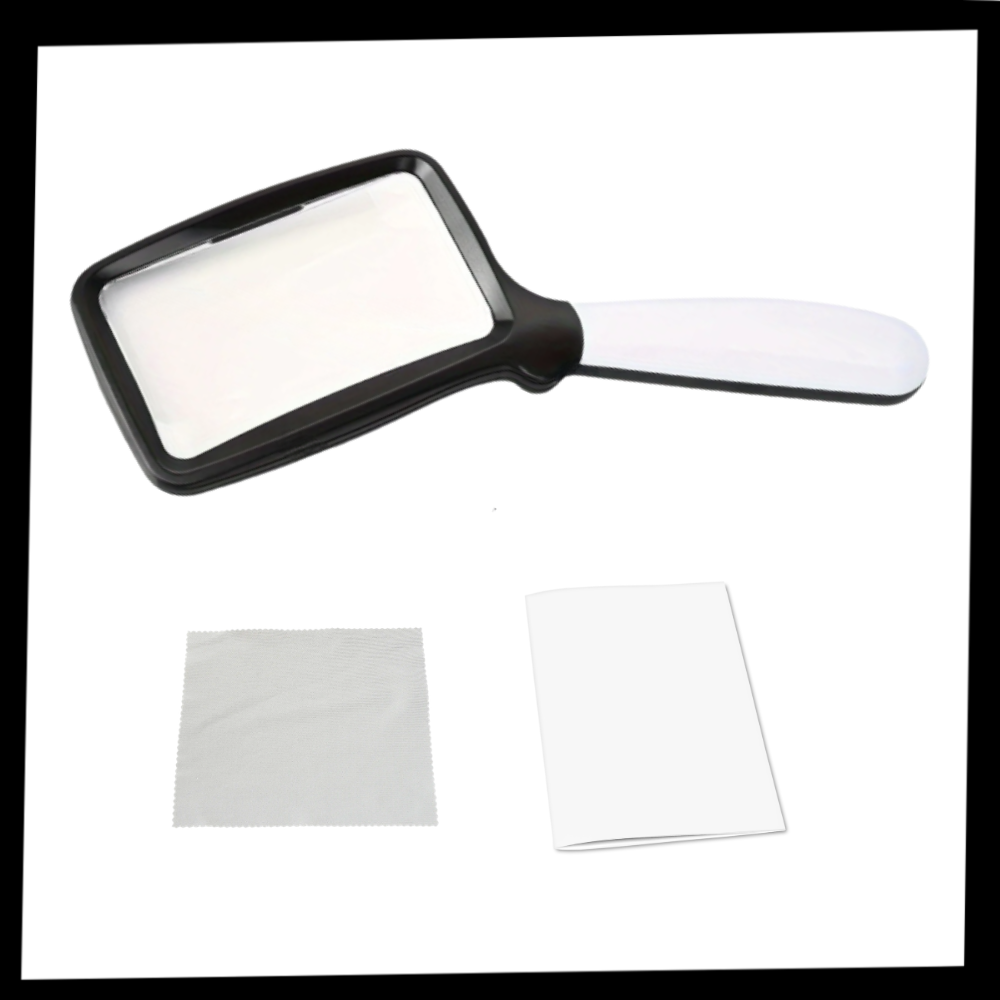 Loupe de lecture rectangulaire large avec éclairage LED intégré
