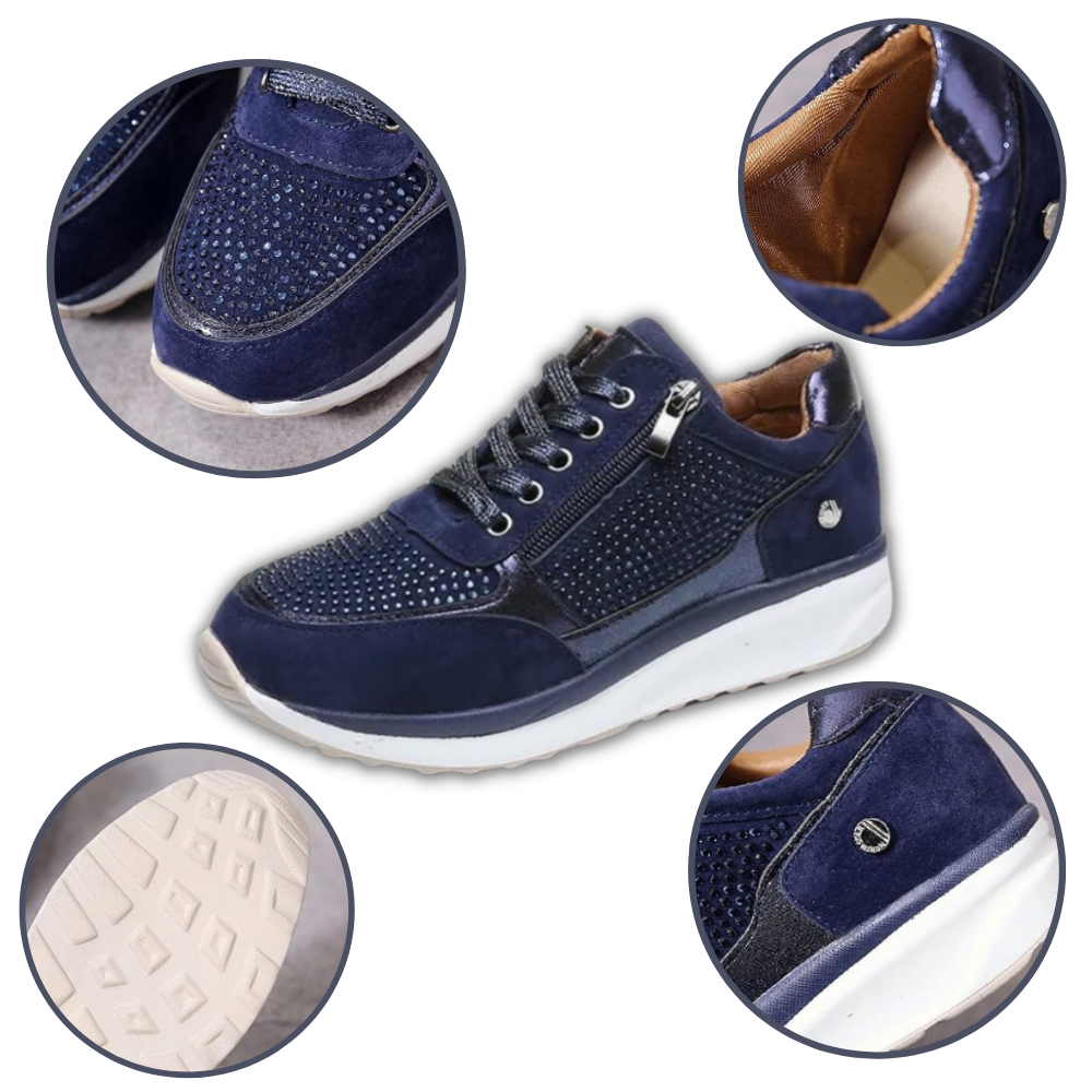 Baskets à semelles compensées avec strass
