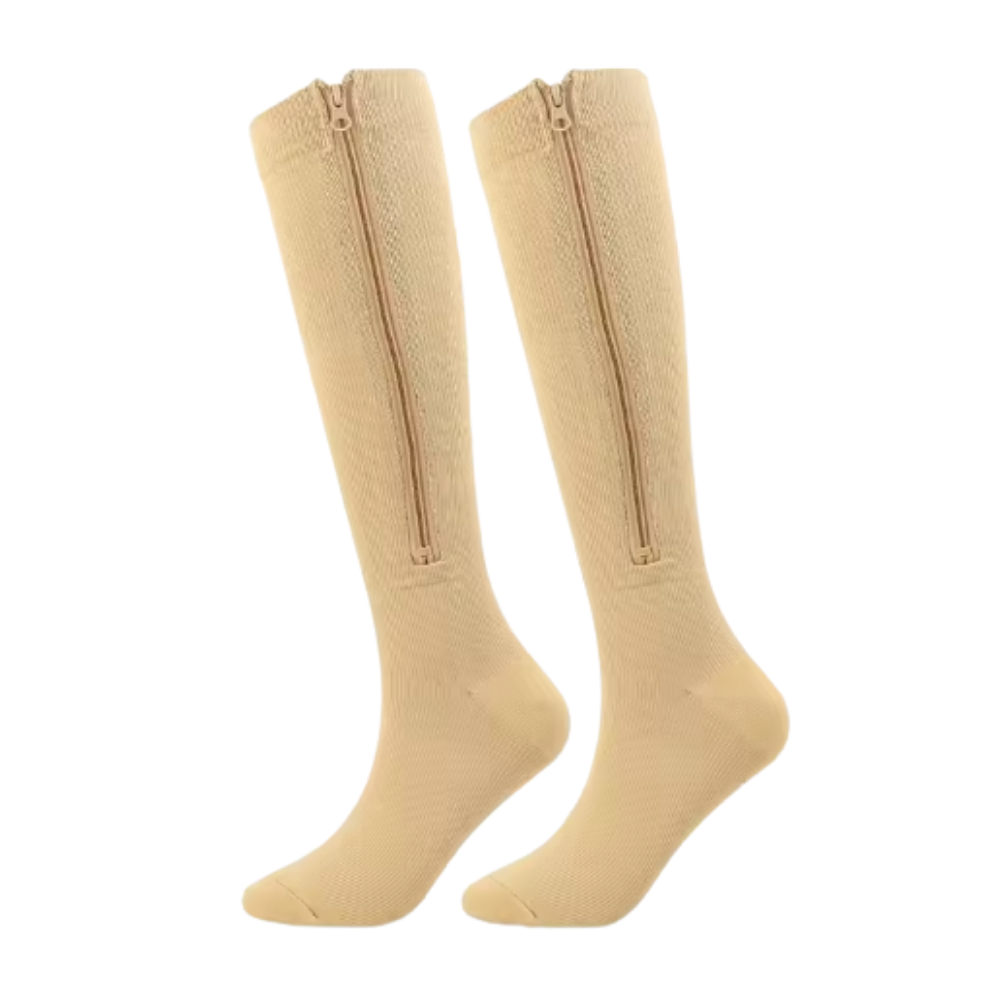 Chaussettes de compression montantes aux genoux avec fermeture éclair