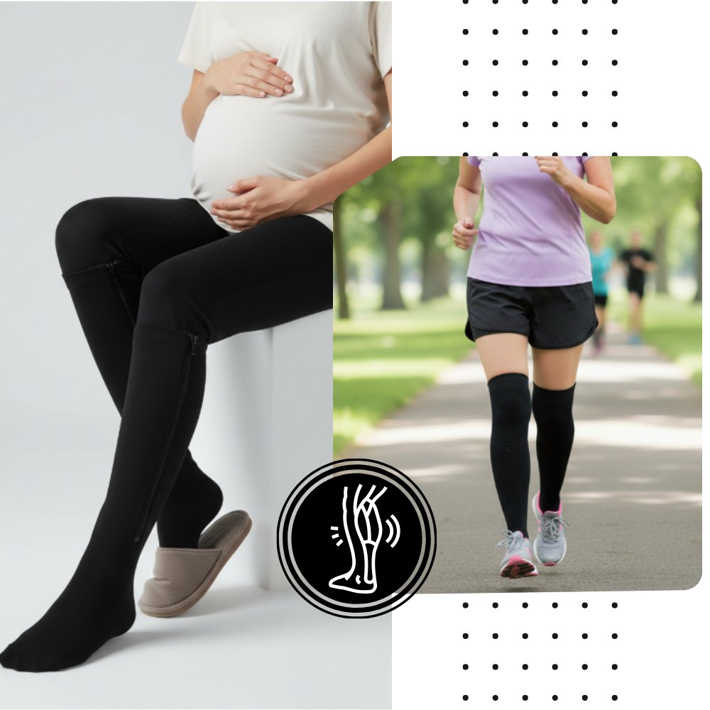 Chaussettes de compression montantes aux genoux avec fermeture éclair